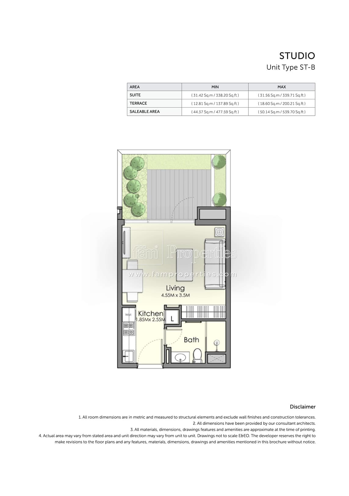 UNA Apartments, 0-Bed Floor Plan, type: Studio
