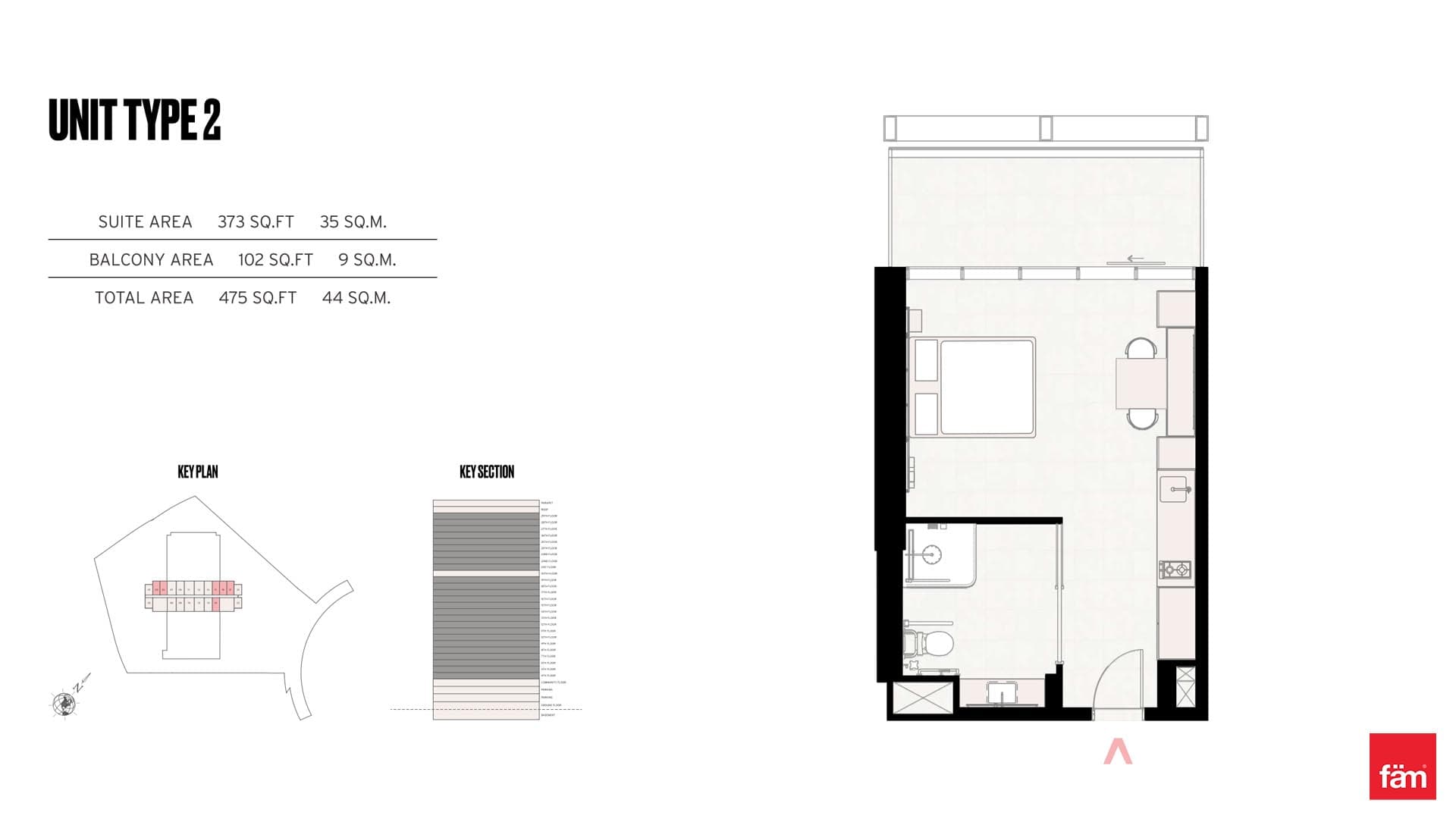 UPSIDE LIVING, 0-Bed Floor Plan, type: Studio