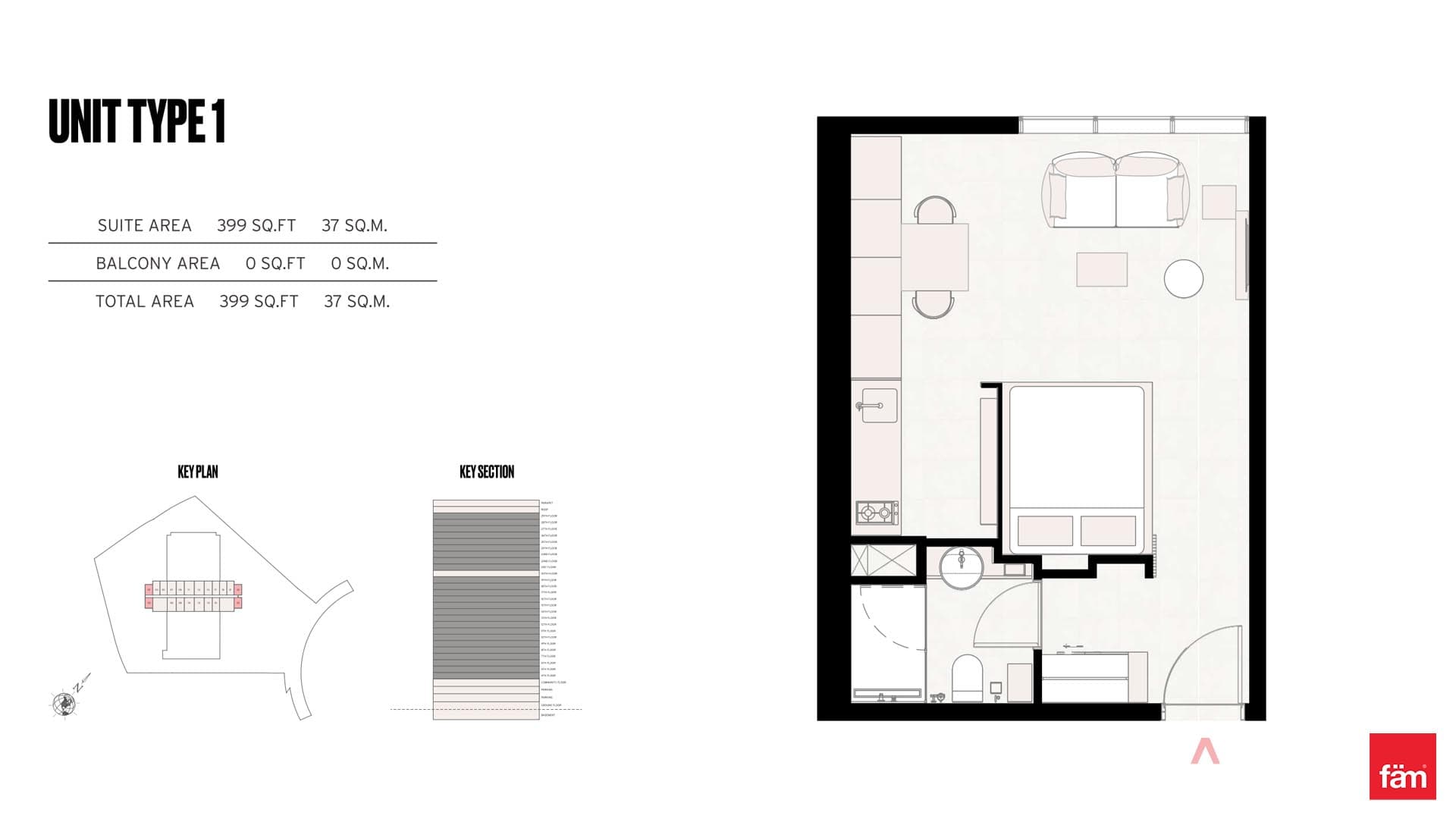 UPSIDE LIVING, 0-Bed Floor Plan, type: Studio