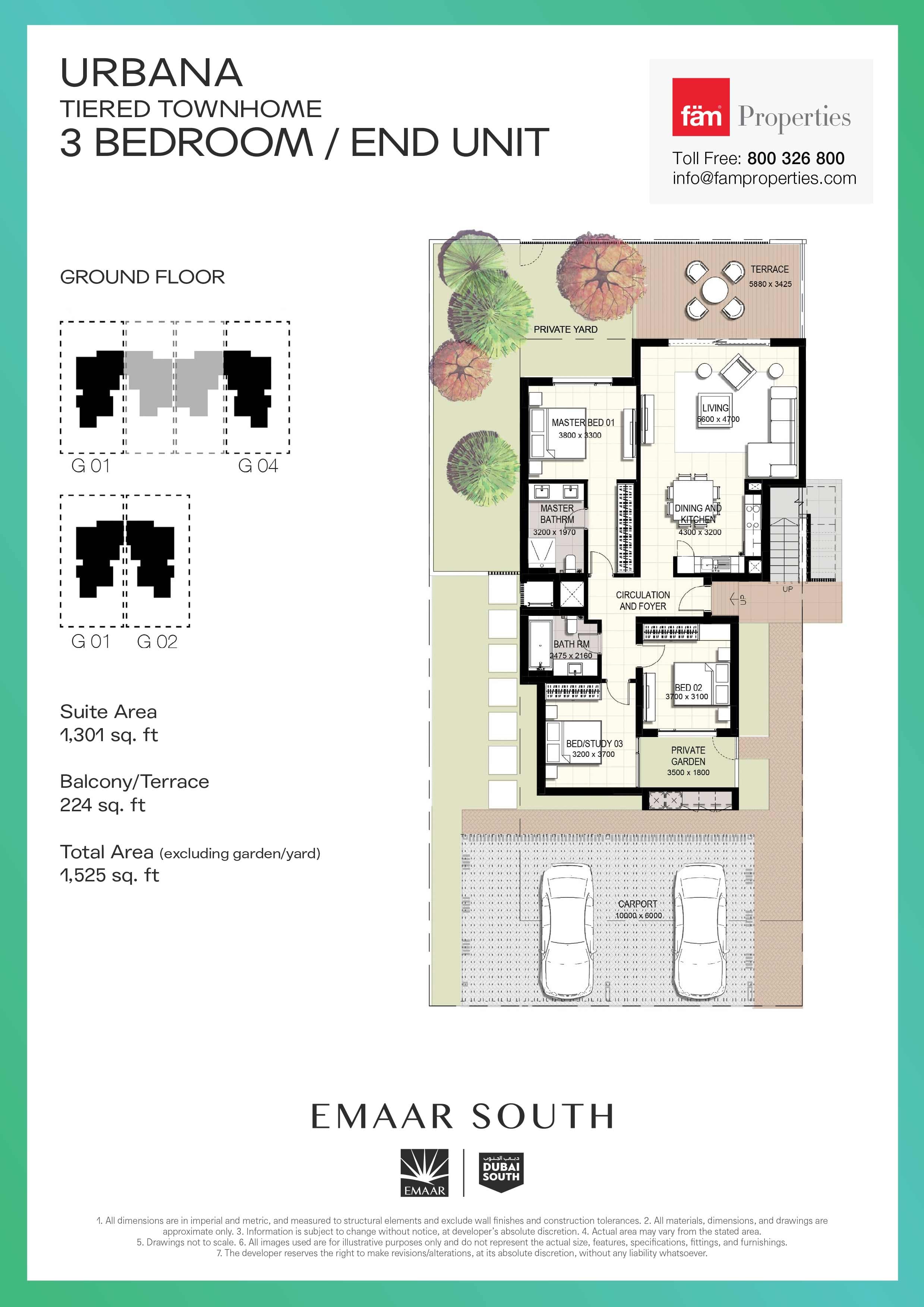 Urbana, 3-Bed Floor Plan, type: 3 Bedroom - End Unit