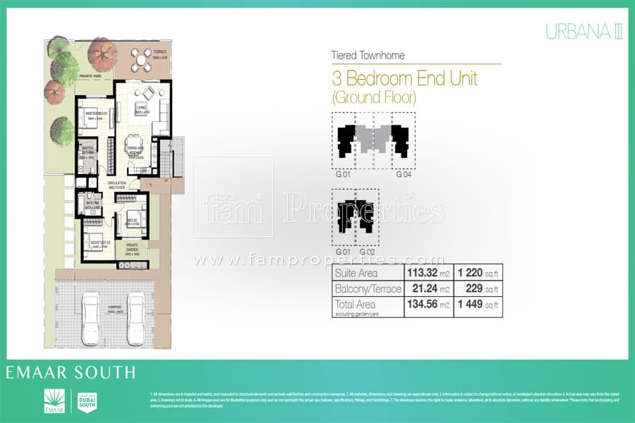Urbana III Stacked House Block 46, 3-Bed Floor Plan, type: 3 Bedroom - End Unit
