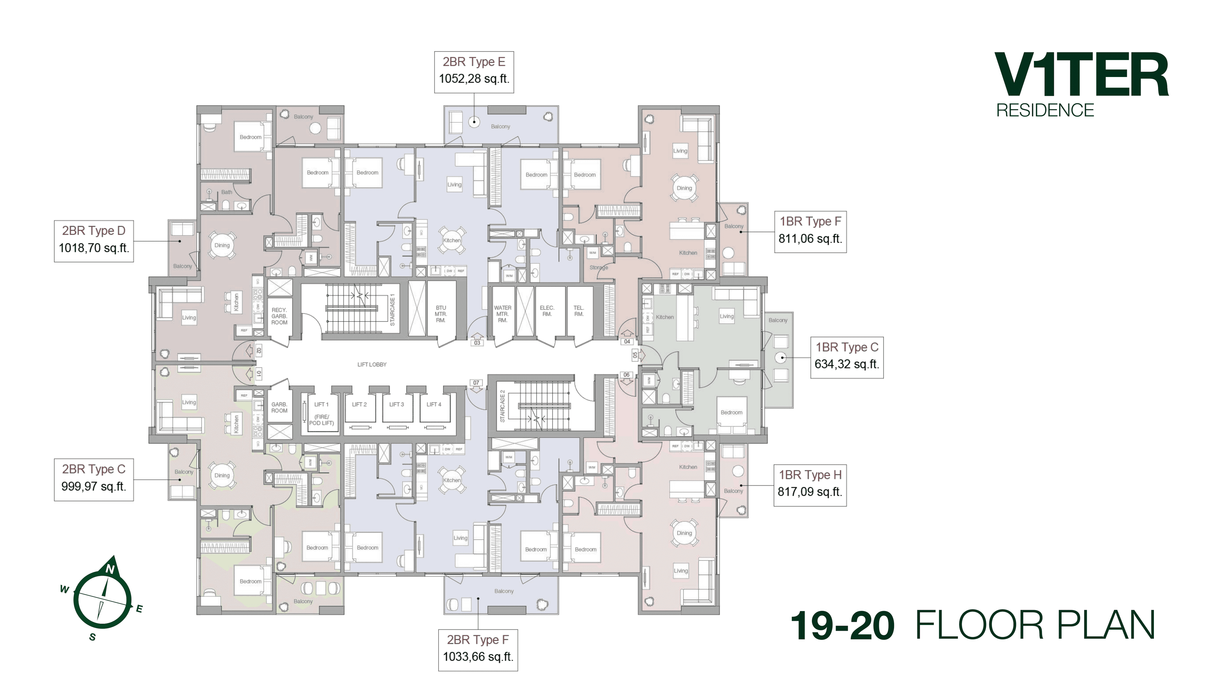V1TER Residence, 2-Bed Floor Plan, type: