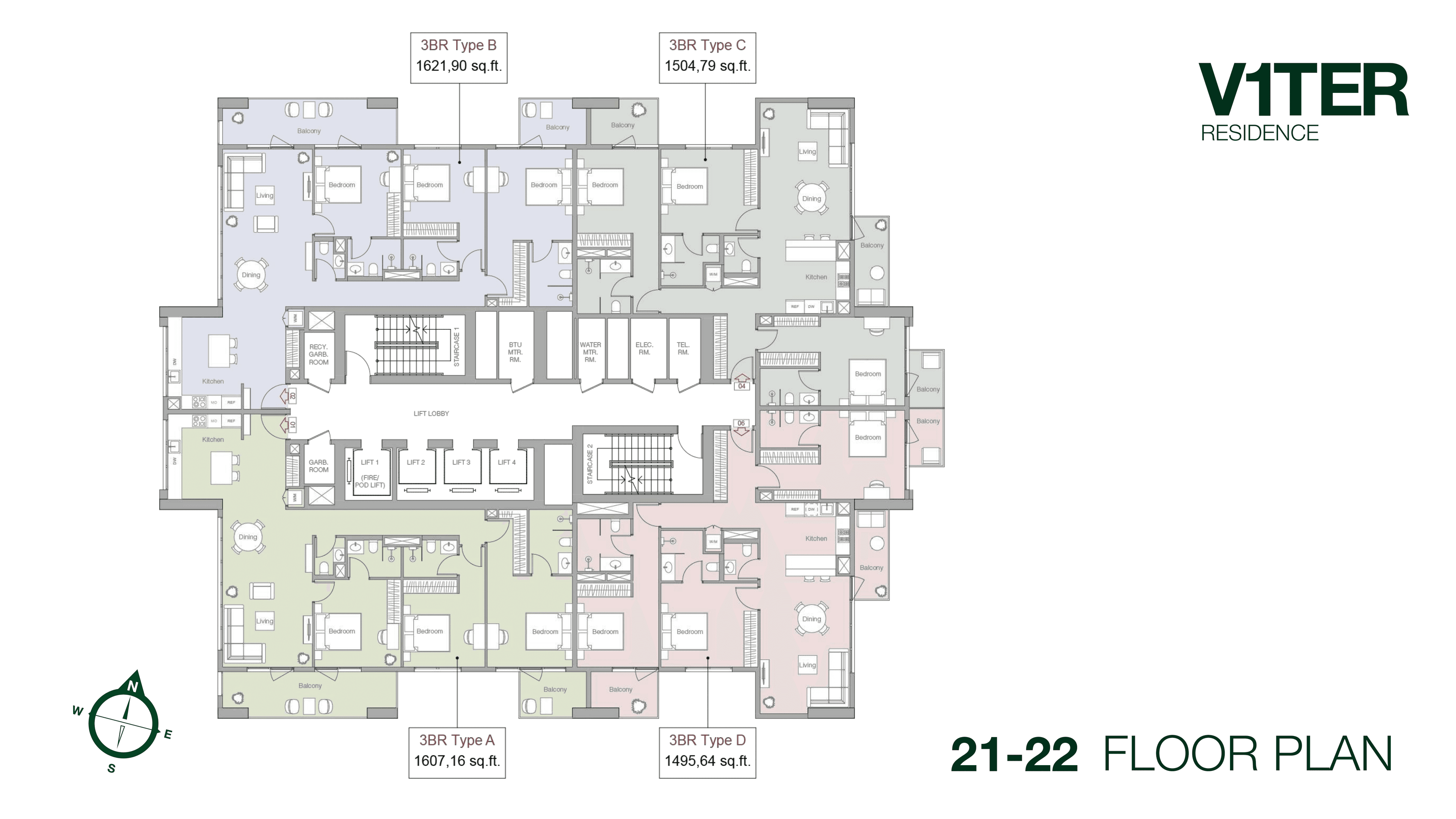 V1TER Residence, 3-Bed Floor Plan, type: