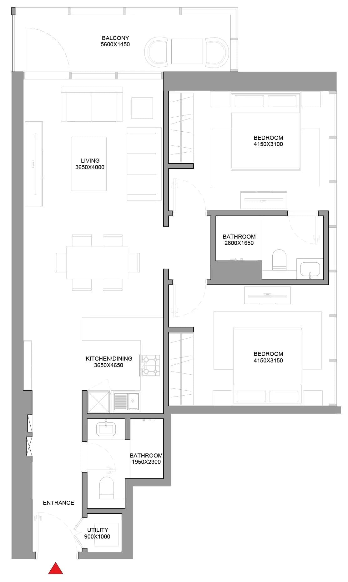 Verde by Sobha, 2-Bed Floor Plan, type: