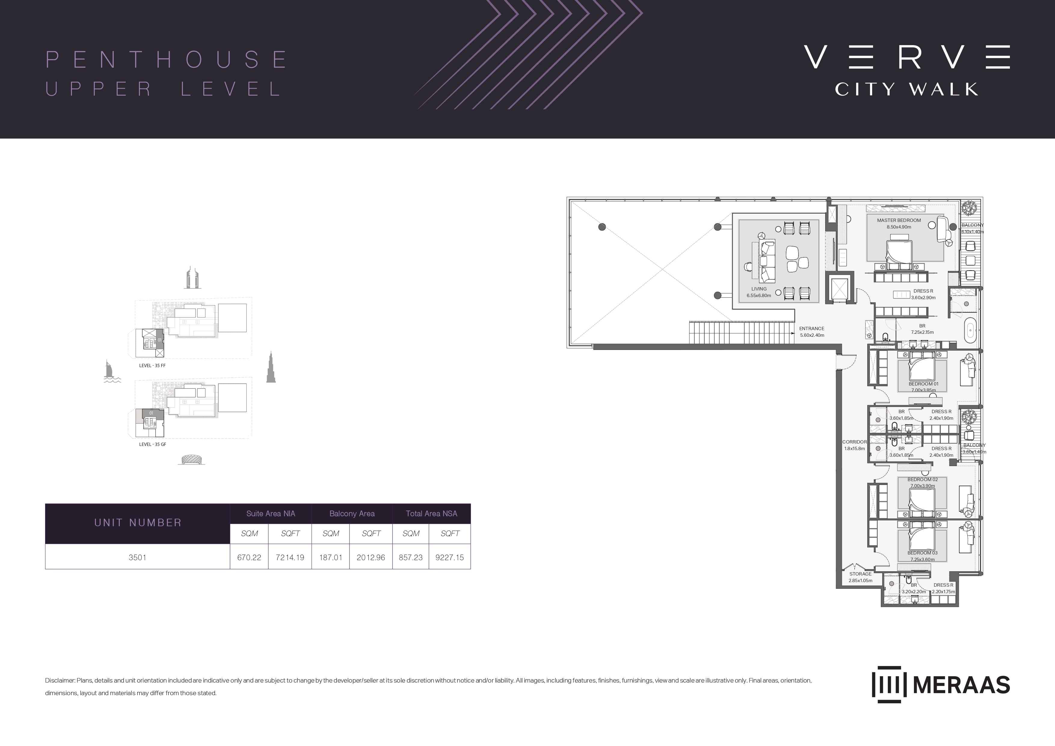 Verve City Walk - Tower A, 5-Bed Floor Plan, type: Tower A - Penthouse - Upper Level