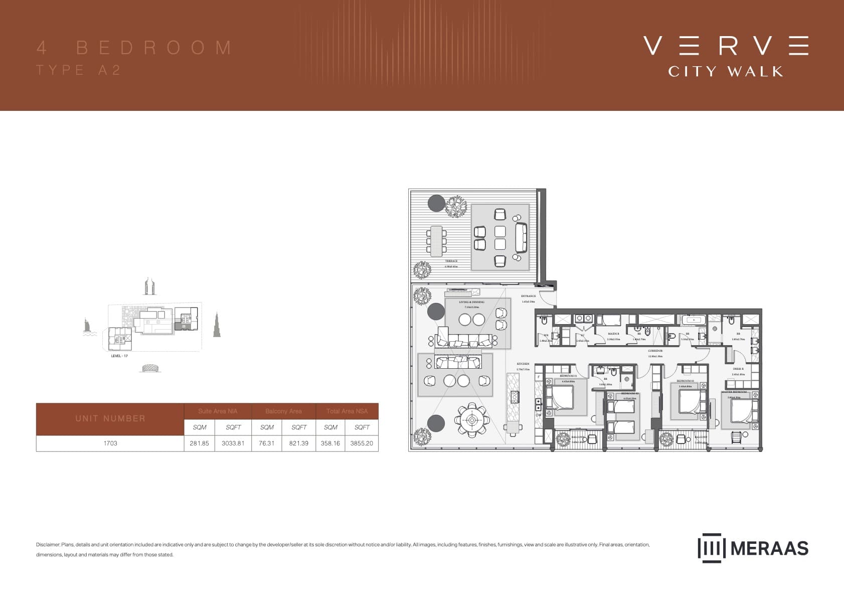 Verve City Walk - Tower A, 4-Bed Floor Plan, type: Tower B - 4BR - A2