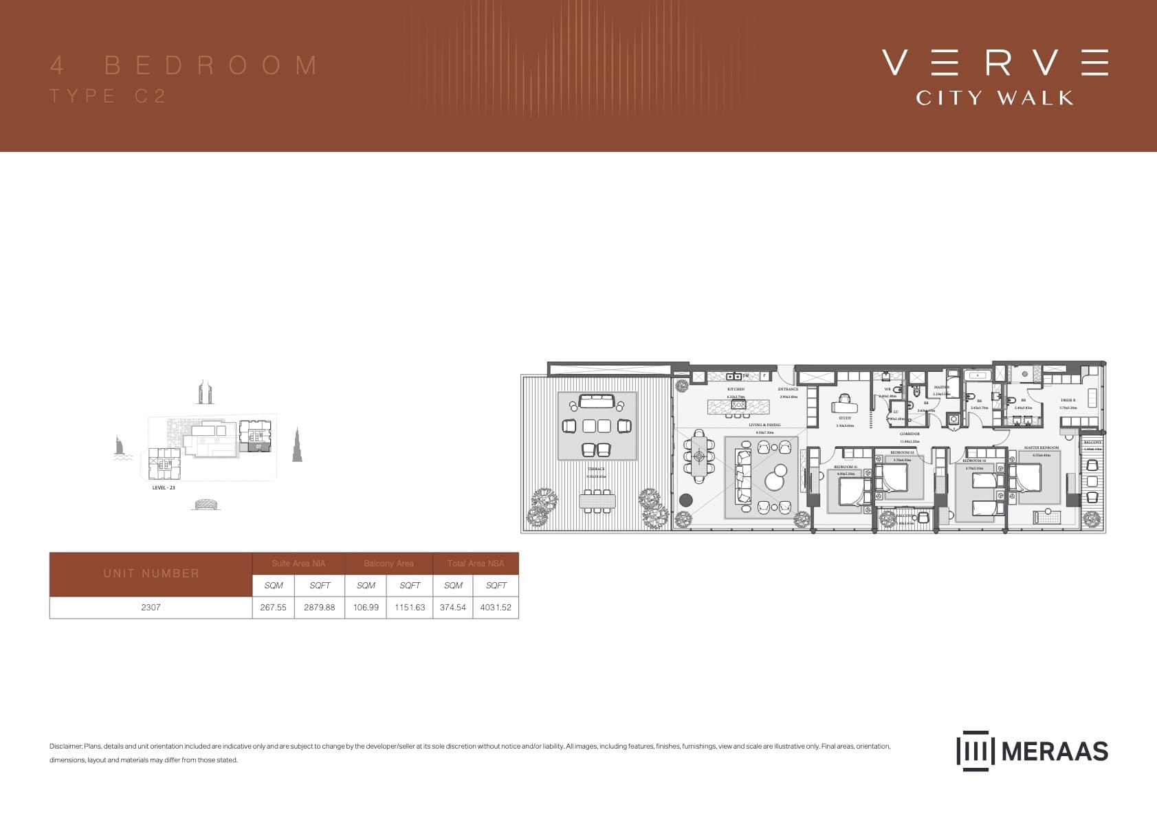 Verve City Walk - Tower A, 4-Bed Floor Plan, type: Tower B - 4BR - C2