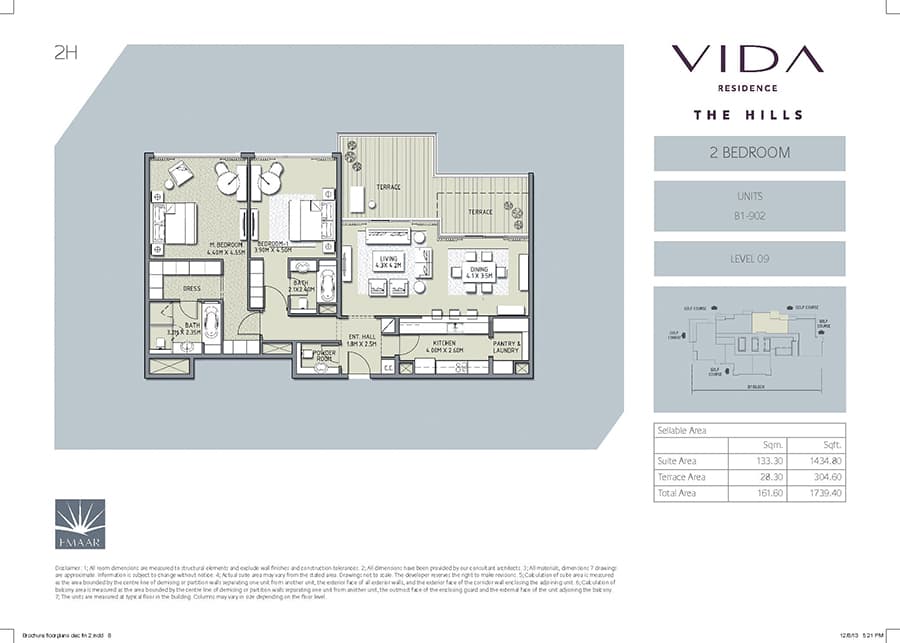 Vida Residence The Hills A, 2-Bed Floor Plan, type: 2 Bedroom