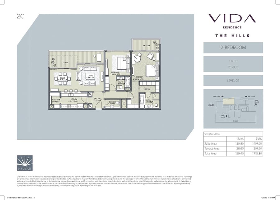 Vida Residence The Hills A, 2-Bed Floor Plan, type: 2 Bedroom