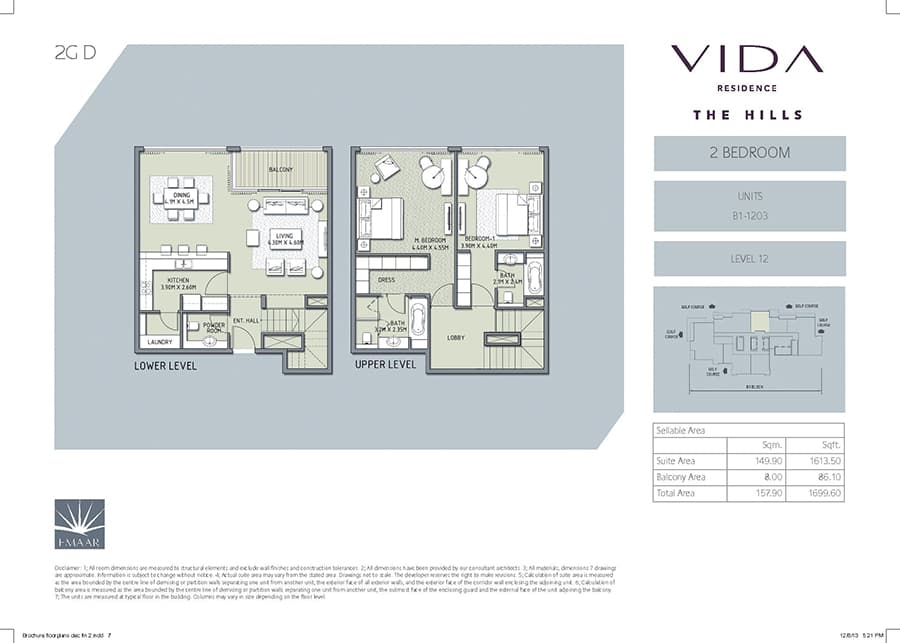 Vida Residence The Hills A, 2-Bed Floor Plan, type: 2 Bedroom