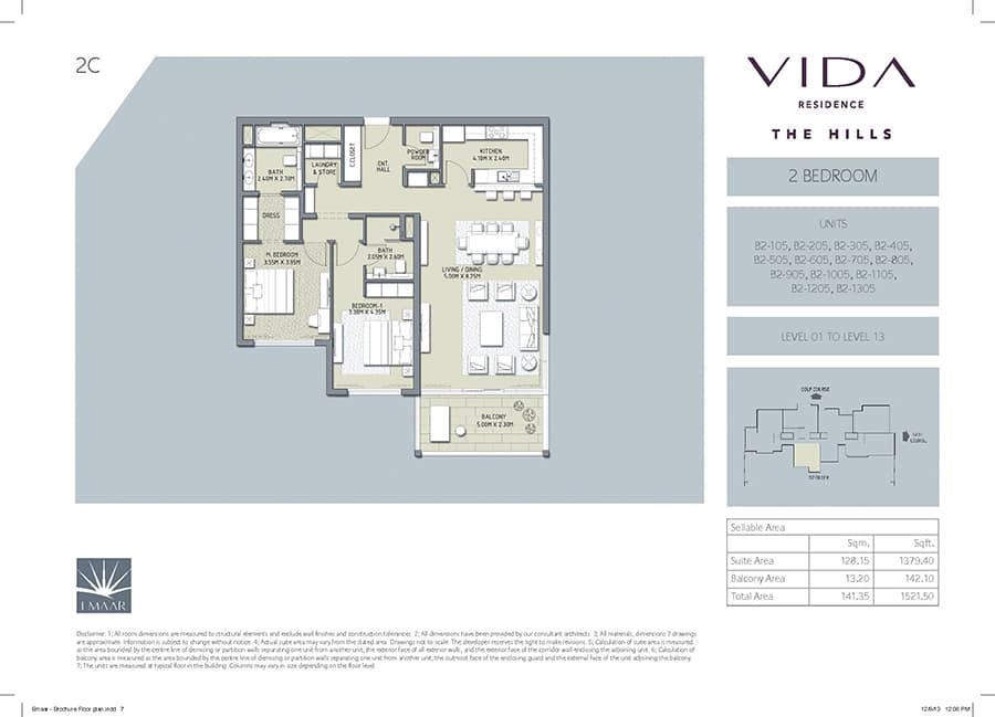 Vida Residence The Hills A, 2-Bed Floor Plan, type: 2 Bedroom