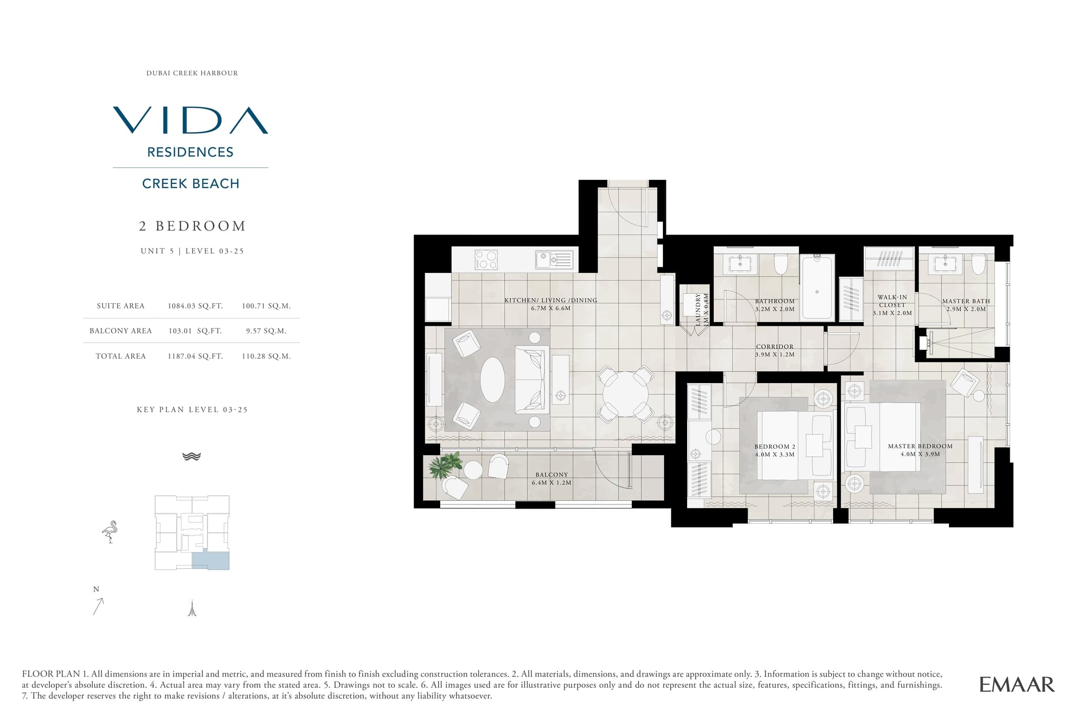 VIDA Residences Creek Beach, 2-Bed Floor Plan, type: 2 Bedroom