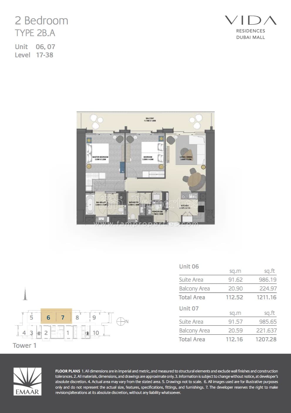Vida Residences Dubai Mall (not in use), 2-Bed Floor Plan, type: 2 Bedroom