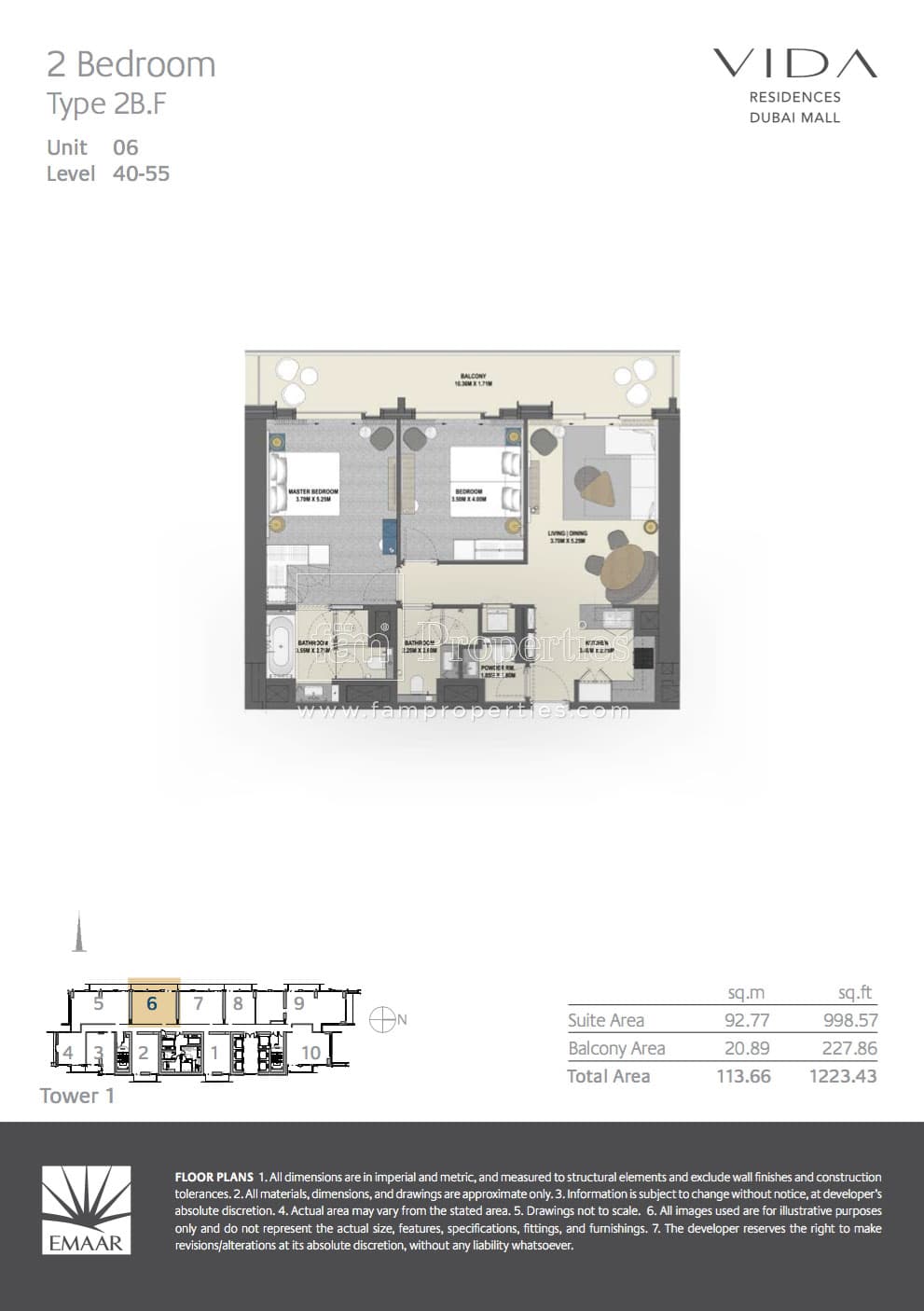 Vida Residences Dubai Mall (not in use), 2-Bed Floor Plan, type: 2 Bedroom
