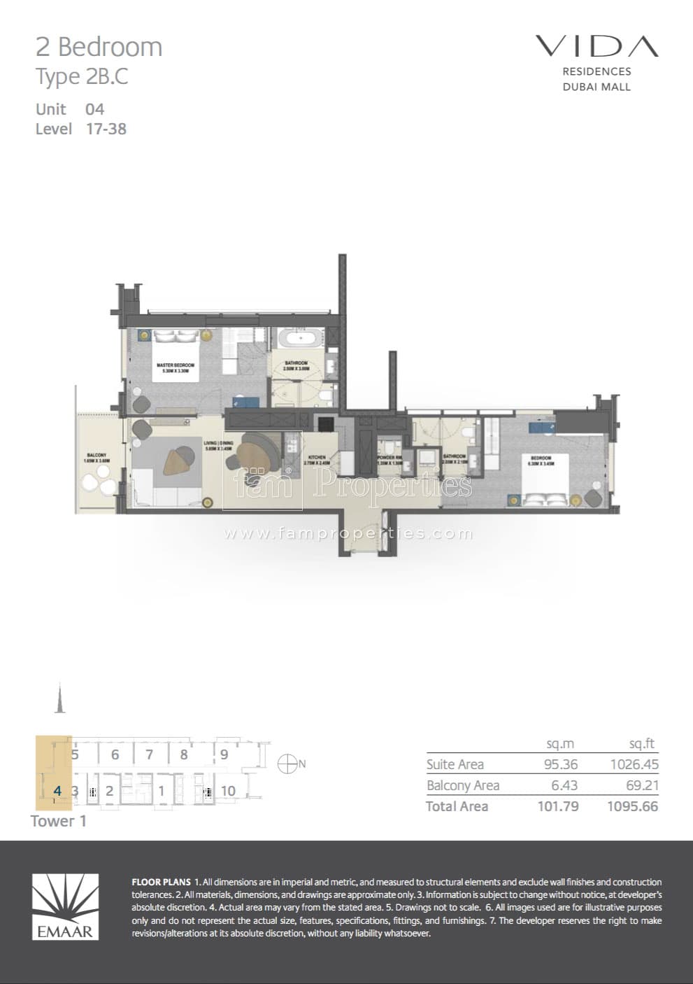 Vida Residences Dubai Mall (not in use), 2-Bed Floor Plan, type: 2 Bedroom