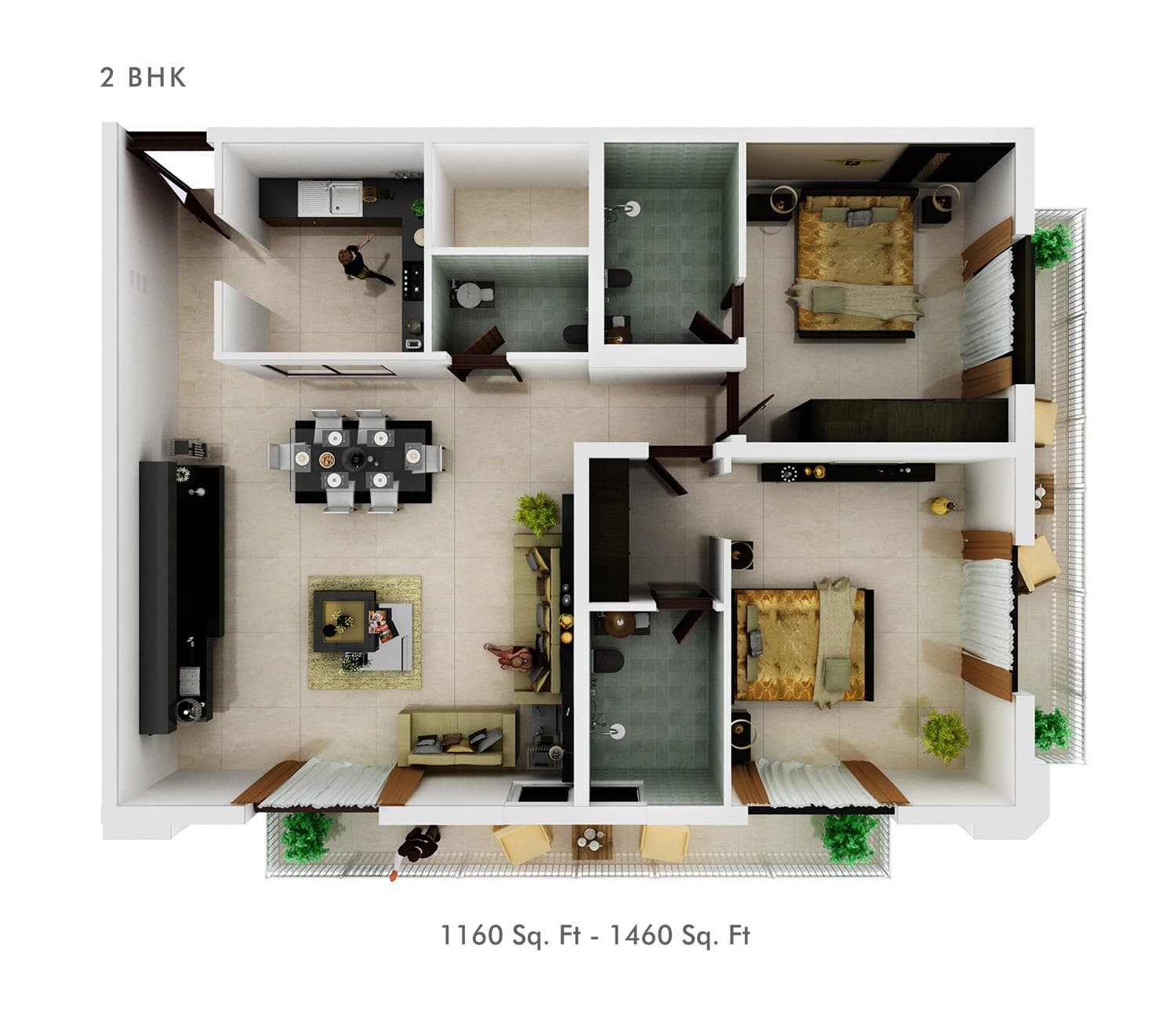 Vincitore Palacio, 2-Bed Floor Plan, type: 2 Bedroom