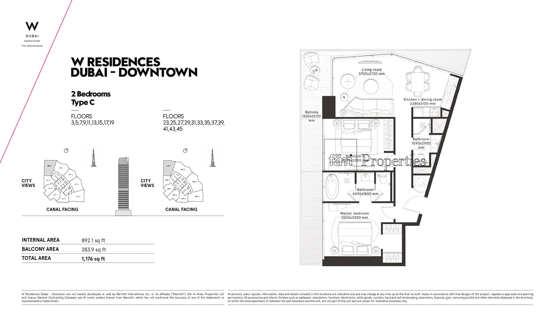 W Residences Downtown Dubai (not in use), 2-Bed Floor Plan, type: 2 Bedroom