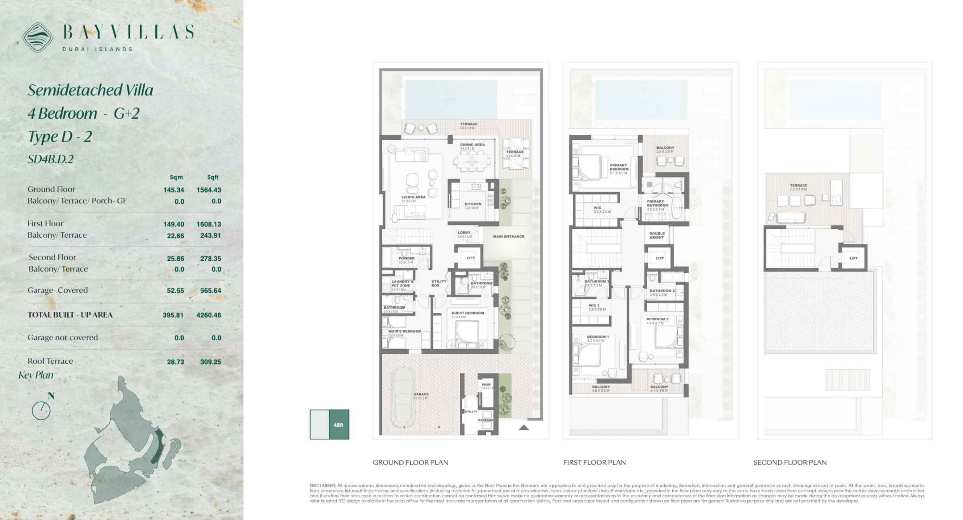 Bay Villas, 4-Bed Floor Plan, type: Bay Villas - Villas - 4BR - G+2 - Type D-2 - SD4B