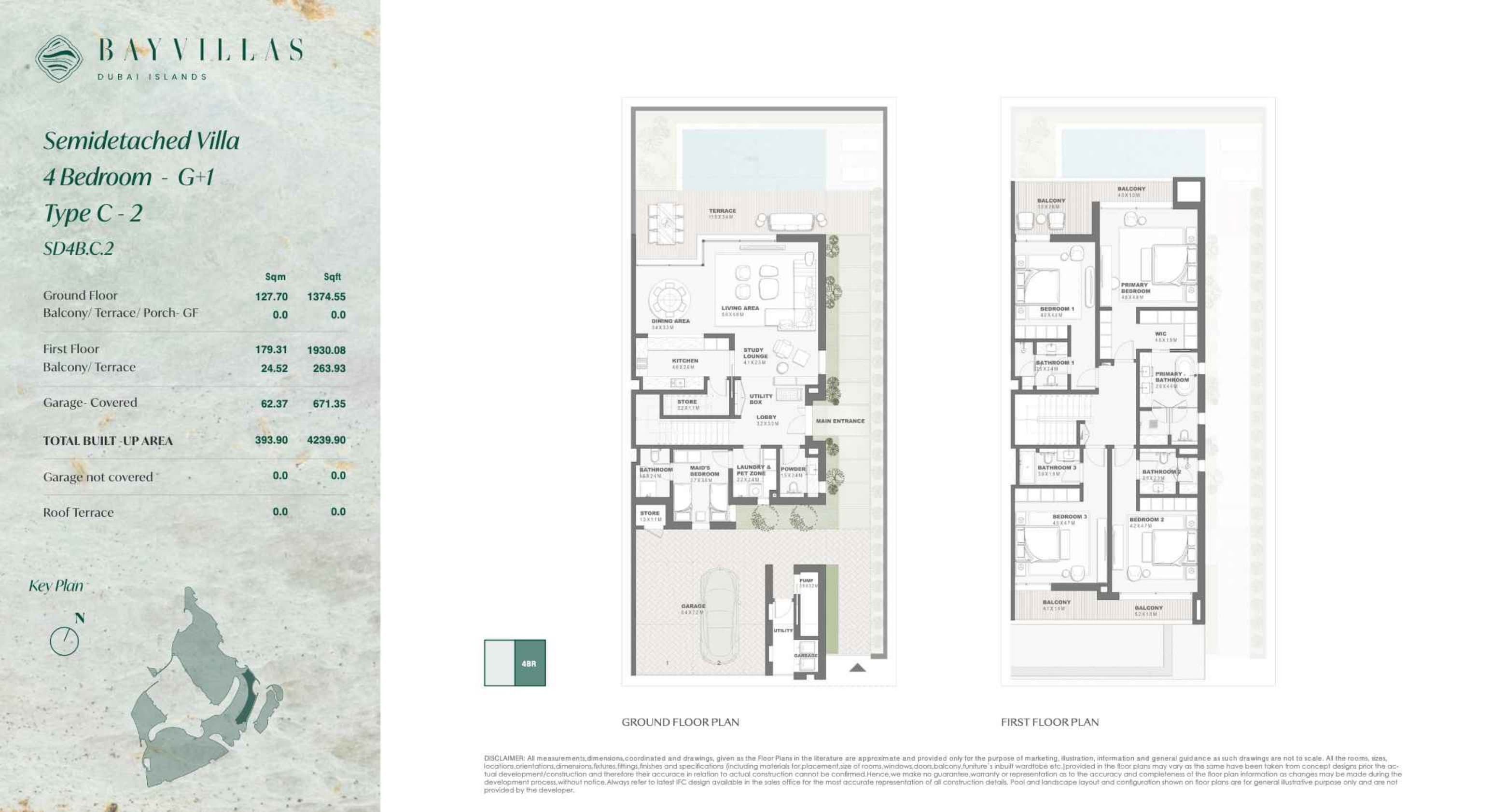 Bay Villas, 4-Bed Floor Plan, type: Bay Villas - Villas - 4BR - G+1 - Type C-2 - SD4B