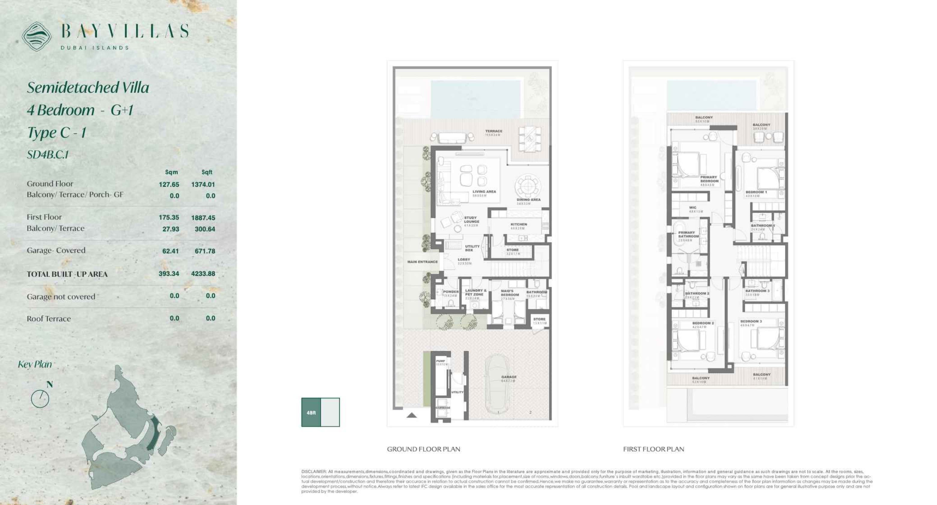 Bay Villas, 4-Bed Floor Plan, type: Bay Villas - Villas - 4BR - G+1 - Type C-1 - SD4B