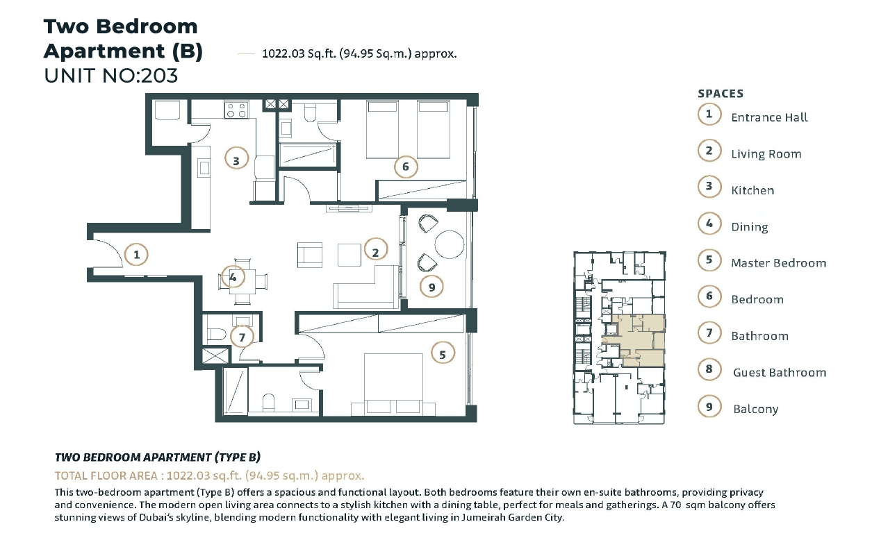 Whitestone Residence, 2-Bed Floor Plan, type: