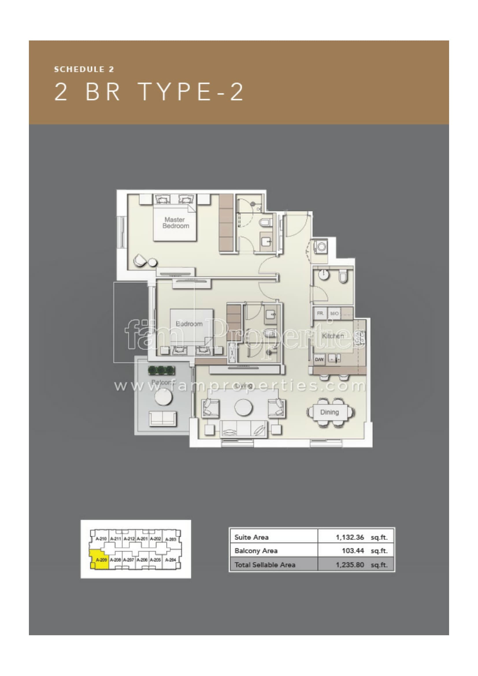 Wilton Terraces one, 2-Bed Floor Plan, type: 2 Bedroom