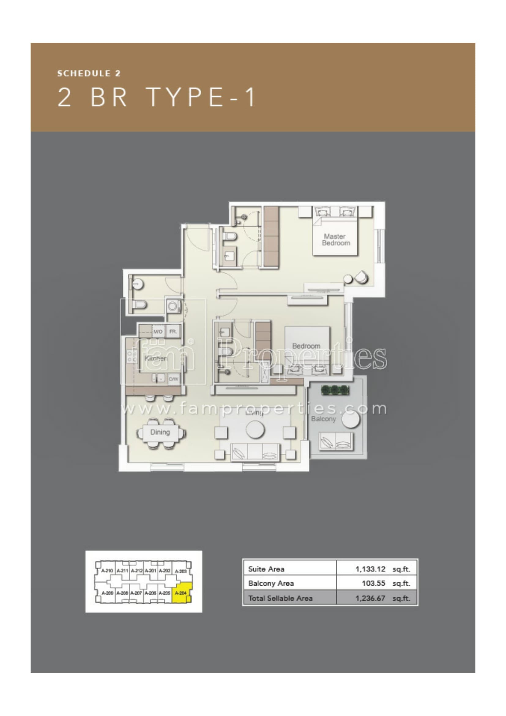 Wilton Terraces one, 2-Bed Floor Plan, type: 2 Bedroom