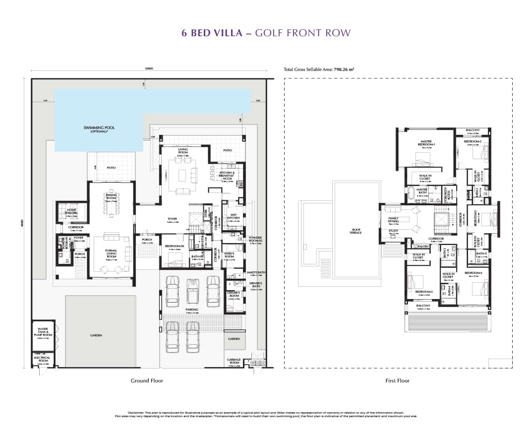 Yas Acres, 6-Bed Floor Plan, type: 6 Bedroom