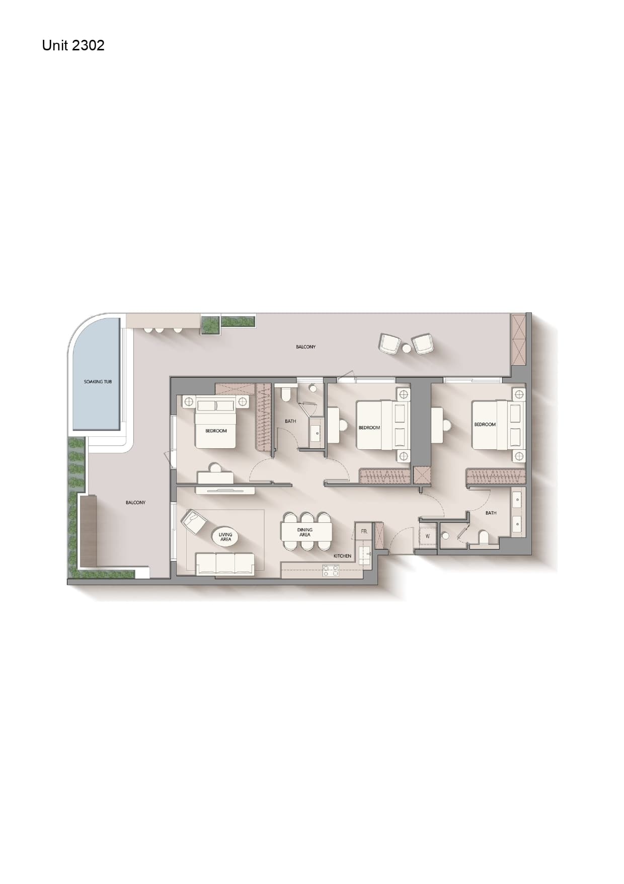 Yigo Luxe, 2-Bed Floor Plan, type:
