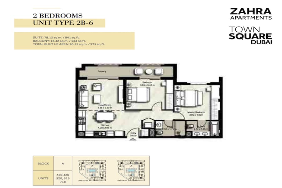 Zahra Apartments I, 2-Bed Floor Plan, type: 2 BEDROOM TYPE UNIT 2B-6