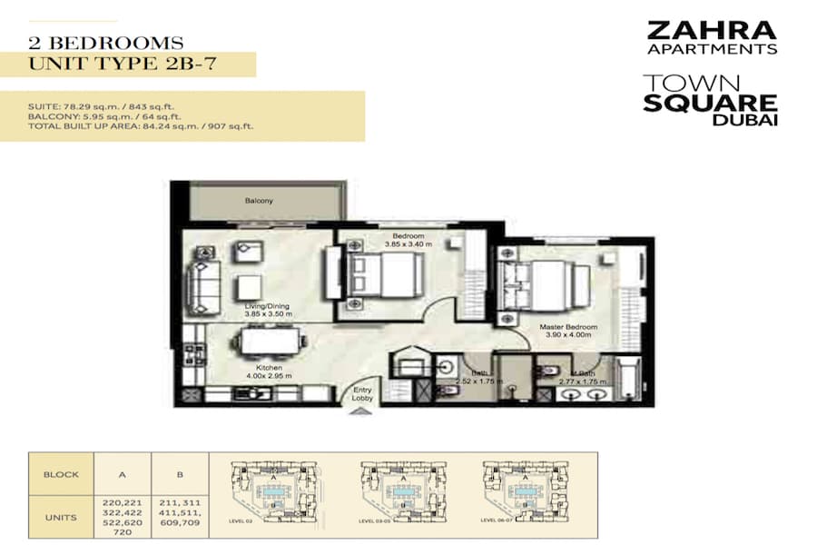 Zahra Apartments I, 2-Bed Floor Plan, type: 2 BEDROOM UNIT TYPE 2B-7