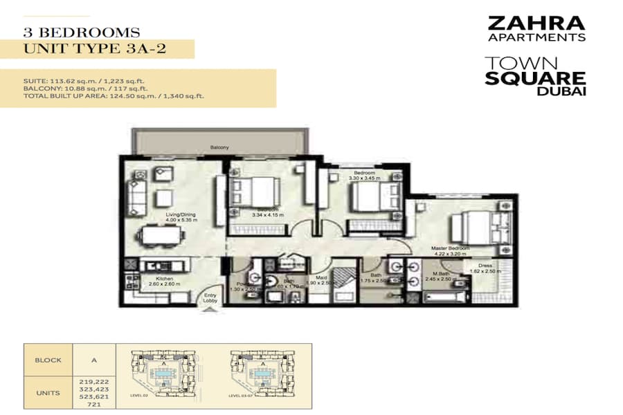 Zahra Apartments I, 3-Bed Floor Plan, type: 3 BEDROOM UNIT TYPE 3A-2