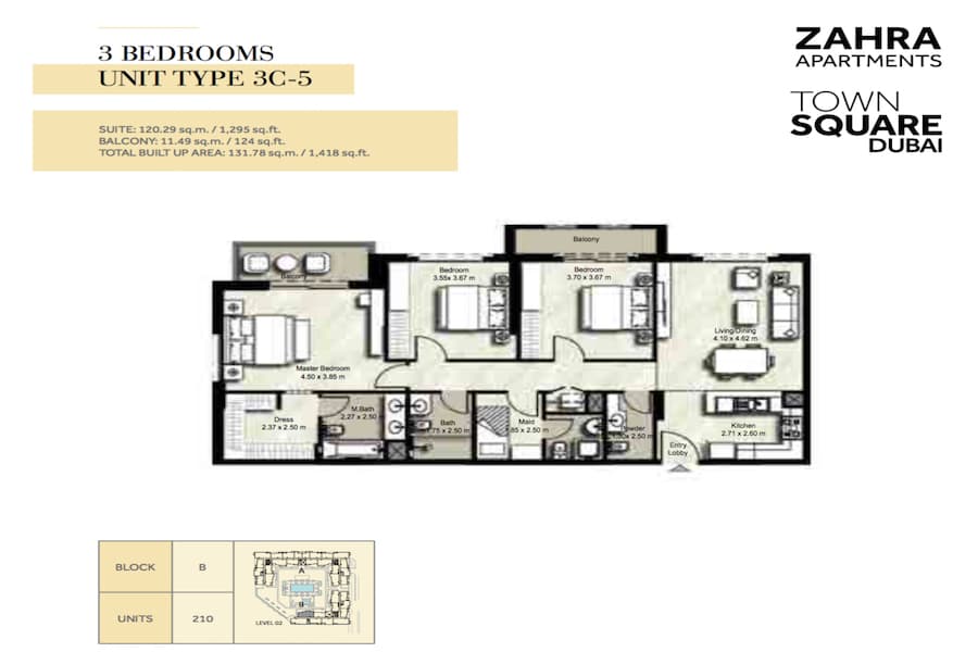 Zahra Apartments I, 3-Bed Floor Plan, type: 3 BEDROOM UNIT TYPE 3C-5