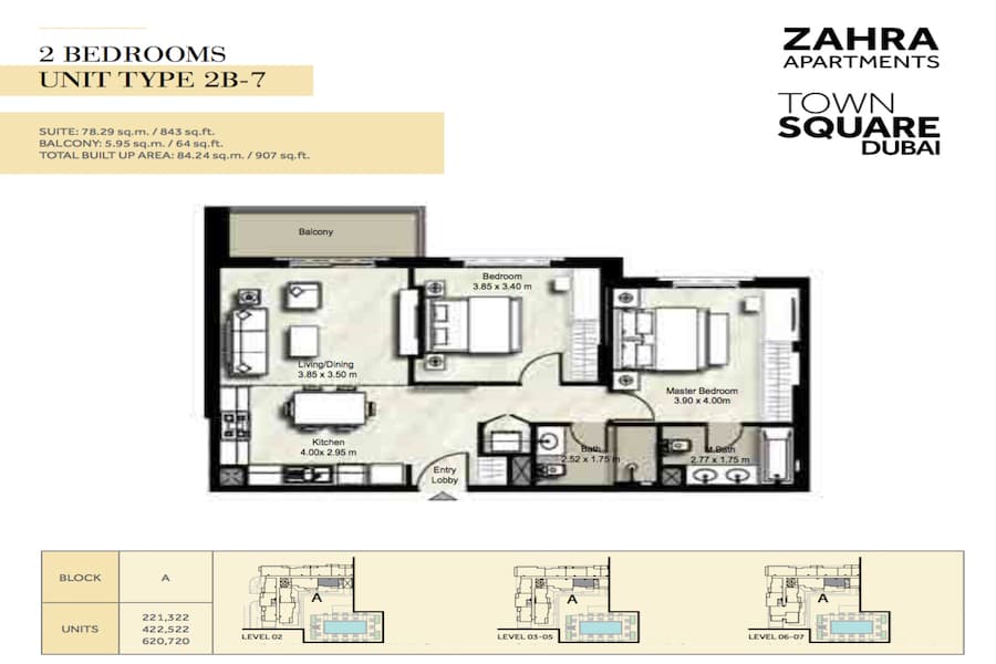 Zahra Apartments II, 2-Bed Floor Plan, type: 2 BEDROOM UNIT TYPE 2B-7