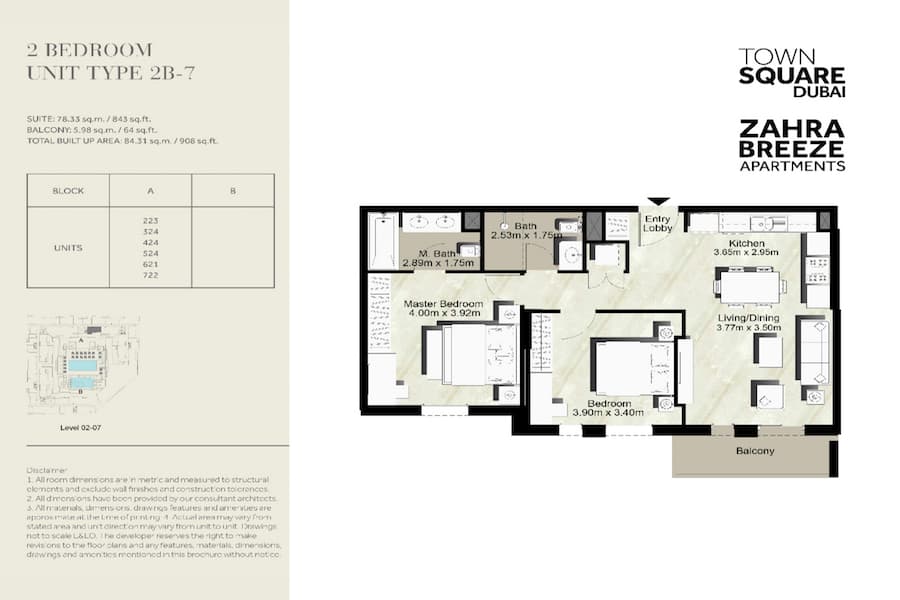 Zahra Breeze, 2-Bed Floor Plan, type: 2 BEDROOM UNIT TYPE 2B-7