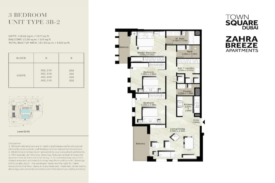 Zahra Breeze, 3-Bed Floor Plan, type: 3 BEDROOM UNIT TYPE 3B-2